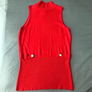 Caché Sleeveless Turtleneck Red-Orange Top